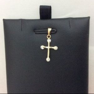14K Real Gold Small Cz Cross Pendant charm